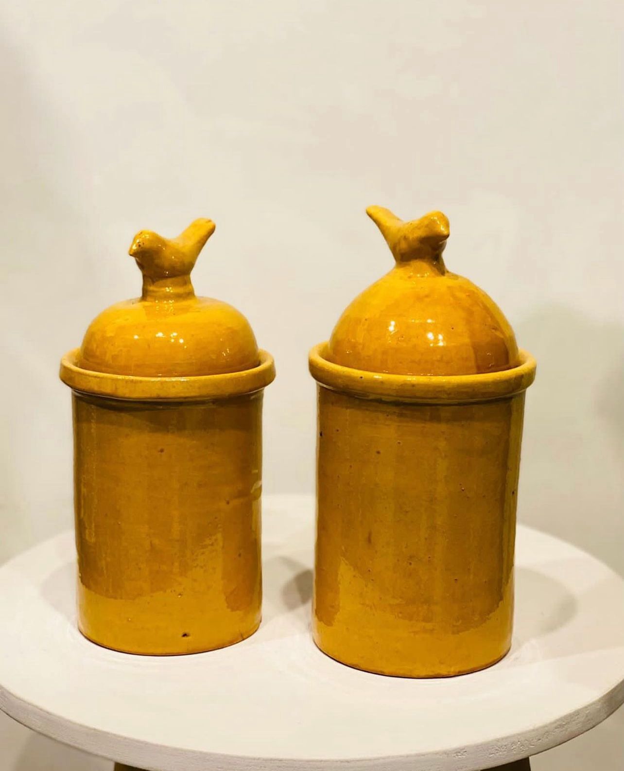 Yellow Birdy Pots